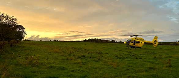 Yorkshire Air Ambulance in a field